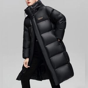 Black & Gold - Goose Down Hooded Puff Jacket - Unisex - Size XL